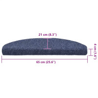 Produktbild för Trappmattor självhäftande 30 st 65x21x4 cm blå halvrunda stora