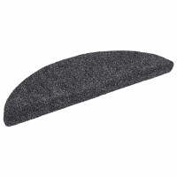 Produktbild för Trappmattor självhäftande 30 st 56x17x3 cm mörkgrå halvrunda