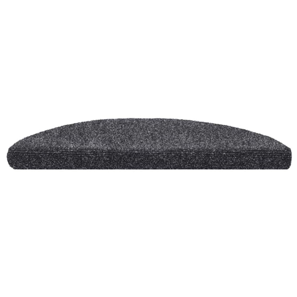 Produktbild för Trappmattor självhäftande 30 st 56x17x3 cm mörkgrå halvrunda