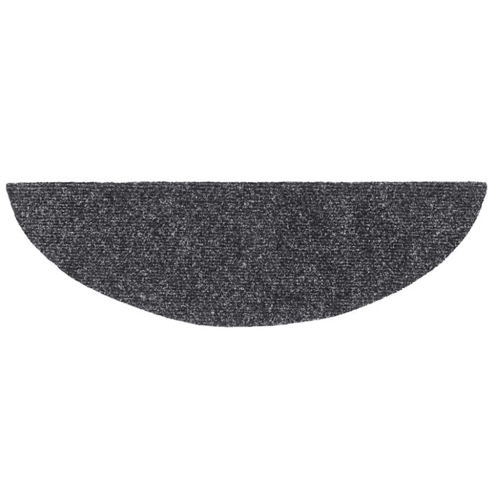 Produktbild för Trappmattor självhäftande 30 st 56x17x3 cm mörkgrå halvrunda