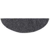 Produktbild för Trappmattor självhäftande 30 st 56x17x3 cm mörkgrå halvrunda