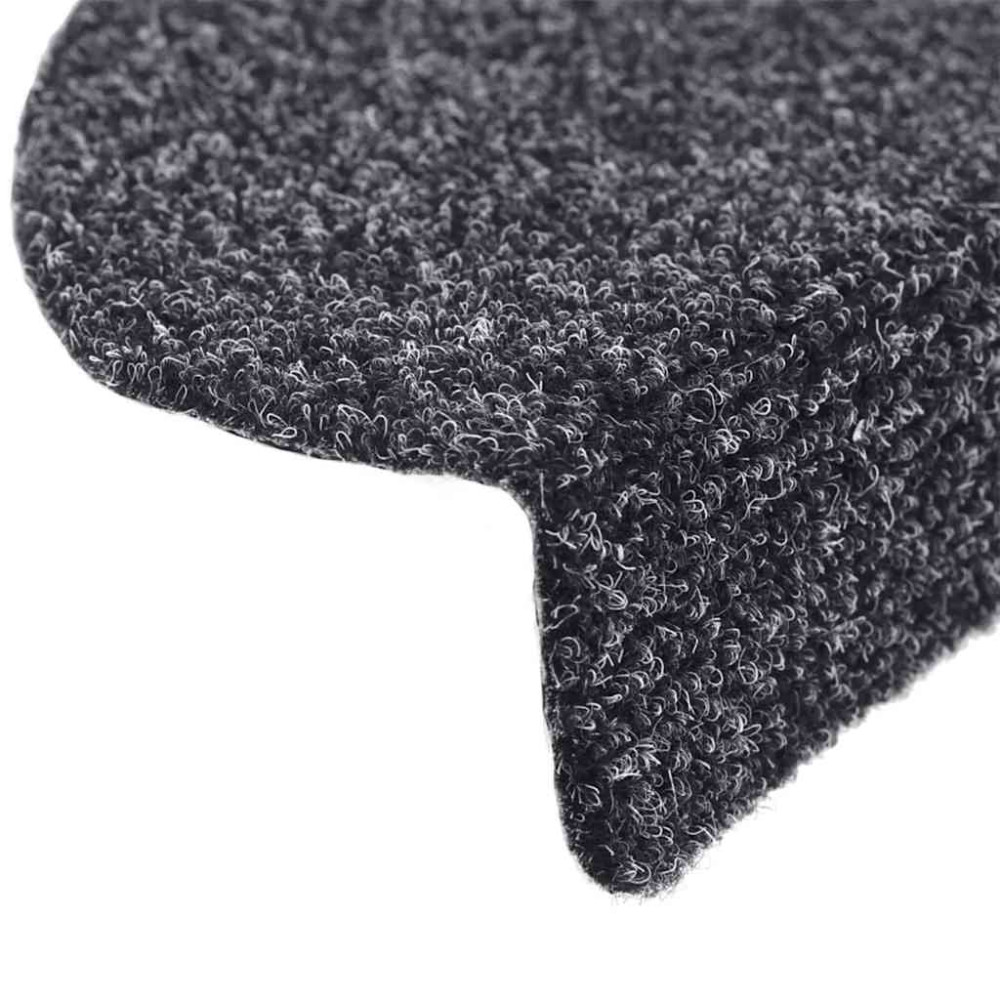 Produktbild för Trappmattor självhäftande 30 st 56x17x3 cm mörkgrå halvrunda