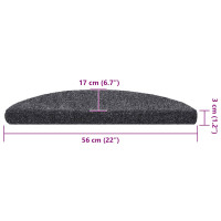 Produktbild för Trappmattor självhäftande 30 st 56x17x3 cm mörkgrå halvrunda