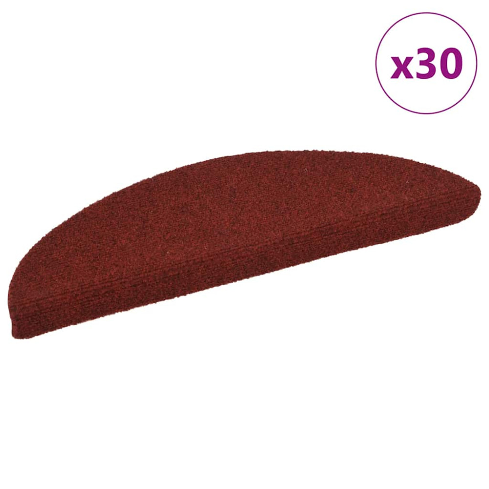 Produktbild för Trappmattor självhäftande 30 st 56x17x3 cm bordeauxröd halvrunda