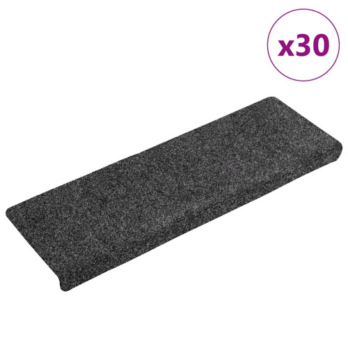 vidaXL Trappmattor självhäftande 30 st 65x21x4 cm mörkgrå rektangulär kant