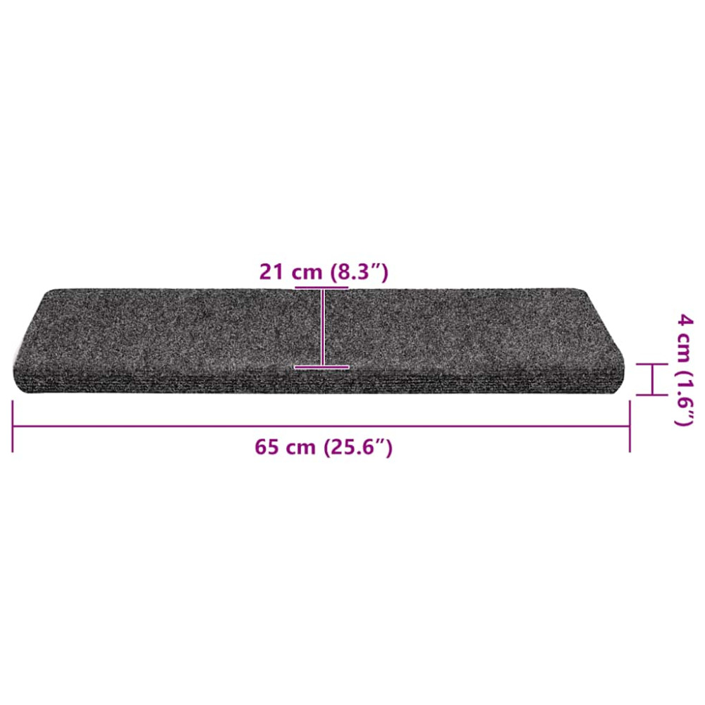 Produktbild för Trappmattor självhäftande 30 st 65x21x4 cm mörkgrå rektangulär kant