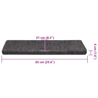 Produktbild för Trappmattor självhäftande 30 st 65x21x4 cm mörkgrå rektangulär kant