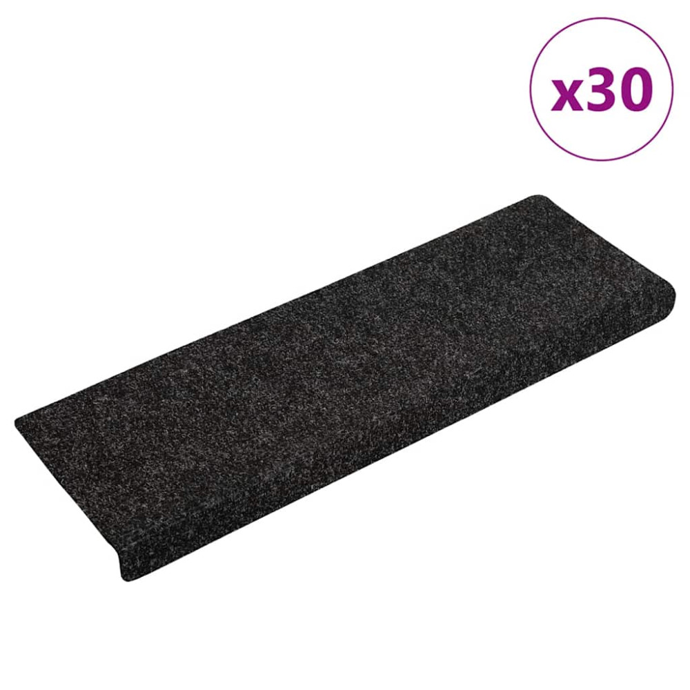 Produktbild för Trappmattor självhäftande 30 st 65x21x4 cm svarta rektangulära kanter