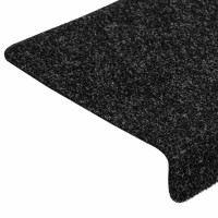 Produktbild för Trappmattor självhäftande 30 st 65x21x4 cm svarta rektangulära kanter
