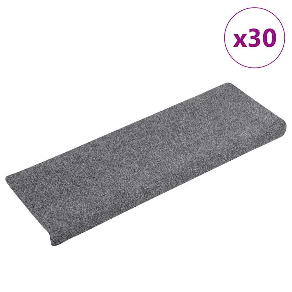 Produktbild för Trappmattor självhäftande 30 st 65x21x4 cm ljusgrå rektangulär kant