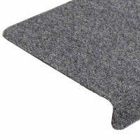 Produktbild för Trappmattor självhäftande 30 st 65x21x4 cm ljusgrå rektangulär kant