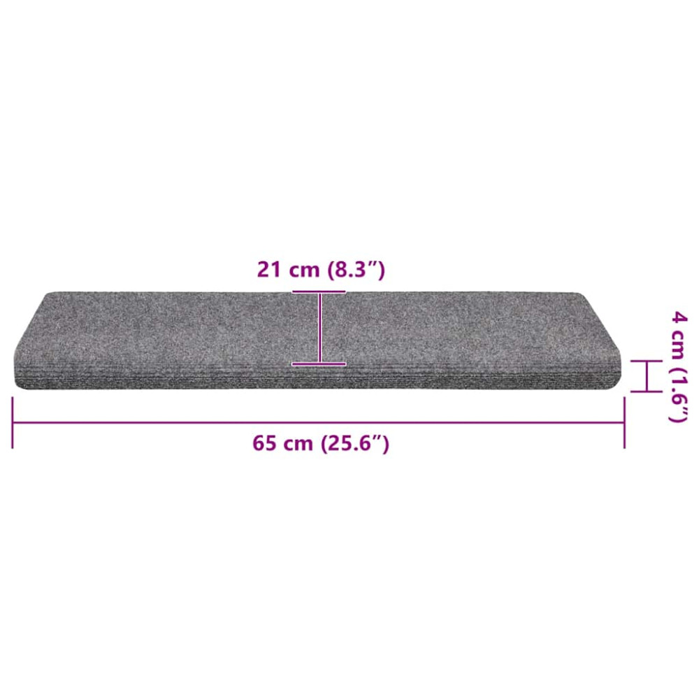 Produktbild för Trappmattor självhäftande 30 st 65x21x4 cm ljusgrå rektangulär kant