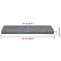 Produktbild för Trappmattor självhäftande 30 st 65x21x4 cm ljusgrå rektangulär kant