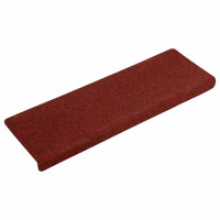 Produktbild för Trappmattor självhäftande 30 st 65x21x4 cm bordeauxröd rektangulär kant