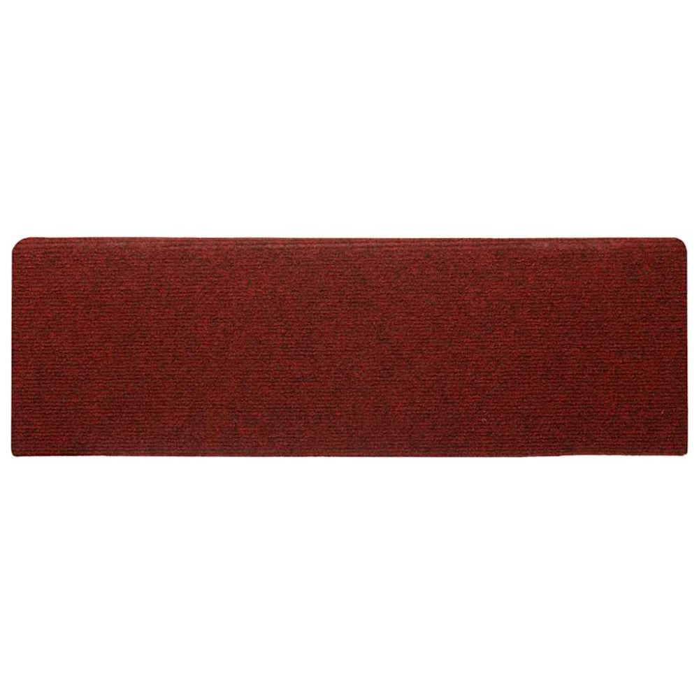 Produktbild för Trappmattor självhäftande 30 st 65x21x4 cm bordeauxröd rektangulär kant