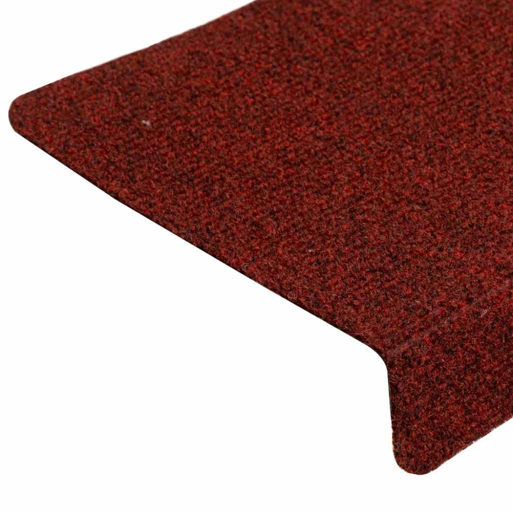 Produktbild för Trappmattor självhäftande 30 st 65x21x4 cm bordeauxröd rektangulär kant