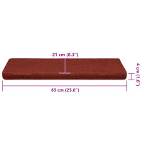 Produktbild för Trappmattor självhäftande 30 st 65x21x4 cm bordeauxröd rektangulär kant