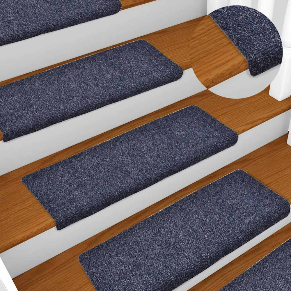 Produktbild för Trappmattor självhäftande 30 st 65x21x4 cm blå rektangulär kant