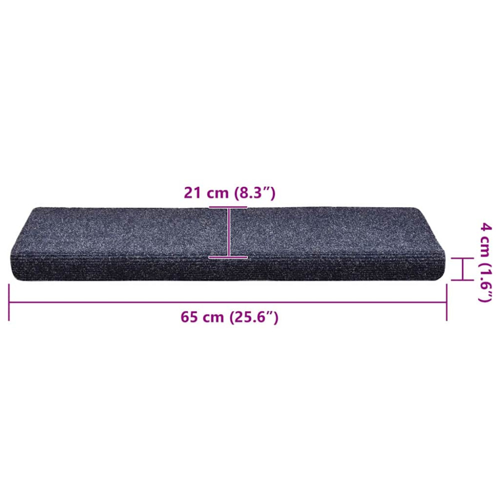 Produktbild för Trappmattor självhäftande 30 st 65x21x4 cm blå rektangulär kant