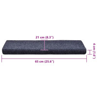 Produktbild för Trappmattor självhäftande 30 st 65x21x4 cm blå rektangulär kant