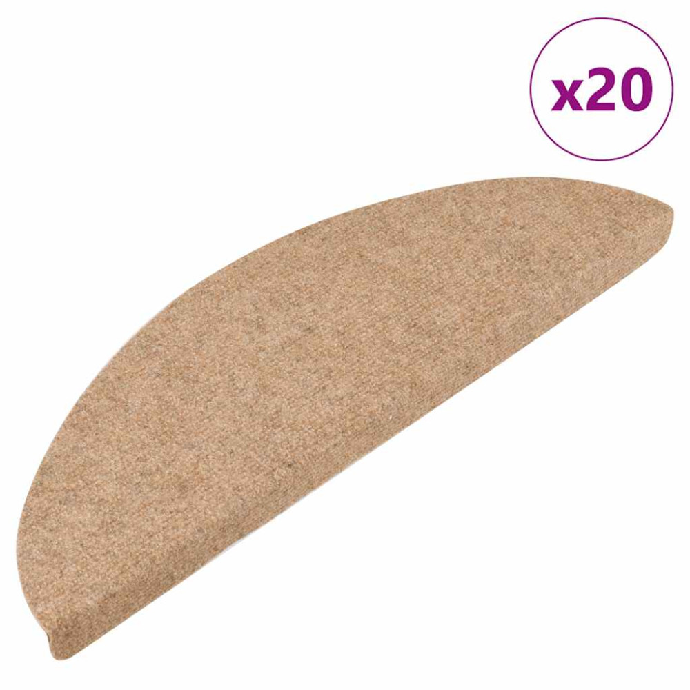Produktbild för Trappmattor självhäftande 20 st beige 56x17x3 cm