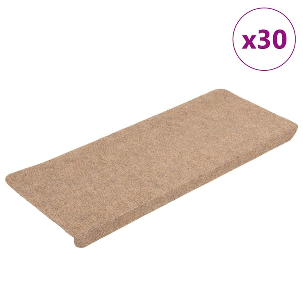 Produktbild för Trappmattor självhäftande 30 st beige 65x24,5x3,5 cm