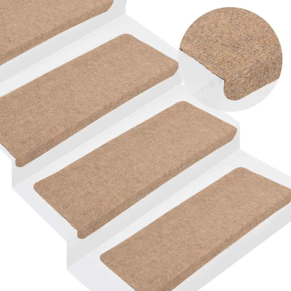 Produktbild för Trappmattor självhäftande 30 st beige 65x24,5x3,5 cm