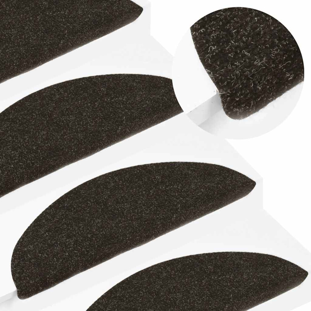 Produktbild för Trappmattor självhäftande 20 st antracit 65x22,5x3,5 cm