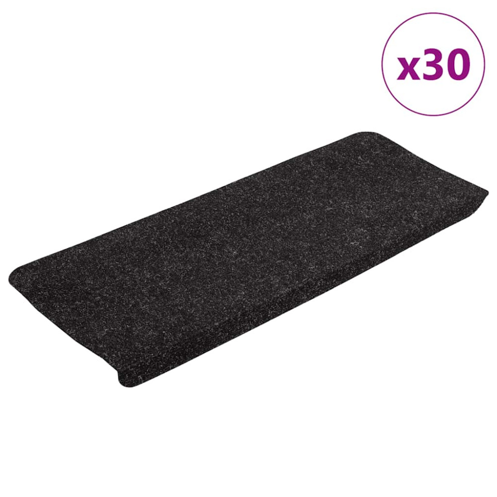 Produktbild för Trappmattor självhäftande 30 st antracit 65x24,5x3,5 cm