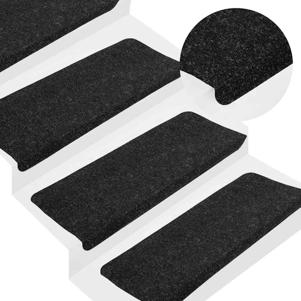 Produktbild för Trappmattor självhäftande 30 st antracit 65x24,5x3,5 cm