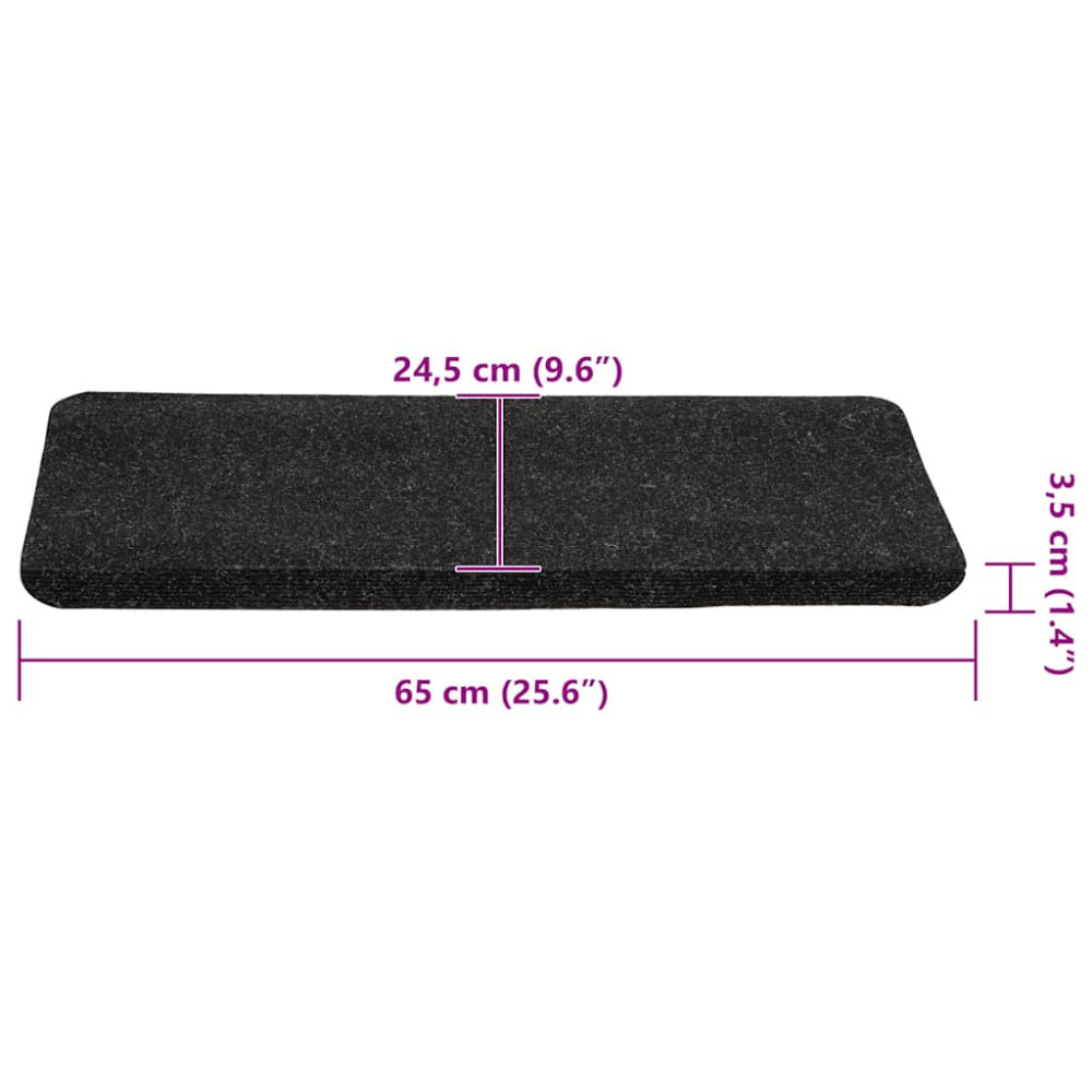Produktbild för Trappmattor självhäftande 30 st antracit 65x24,5x3,5 cm