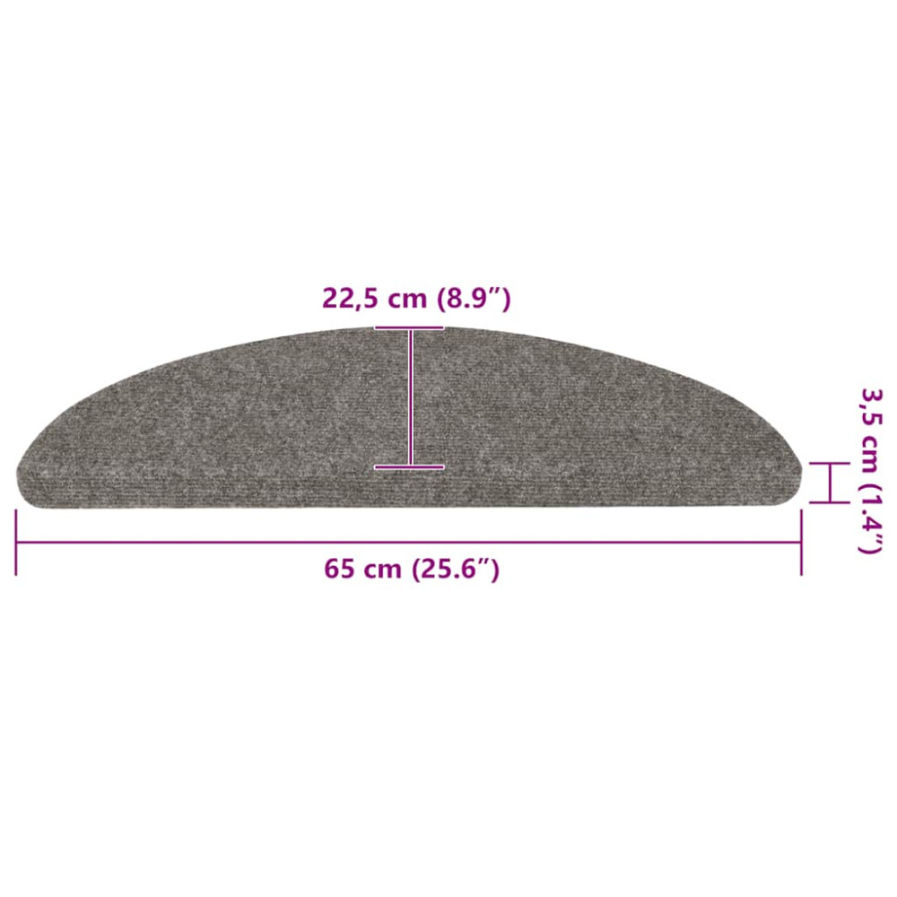 Produktbild för Trappmattor självhäftande 20 st grå 65x22,5x3,5 cm