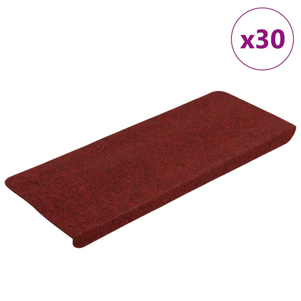 Produktbild för Trappmattor självhäftande 30 st röd 65x24,5x3,5 cm