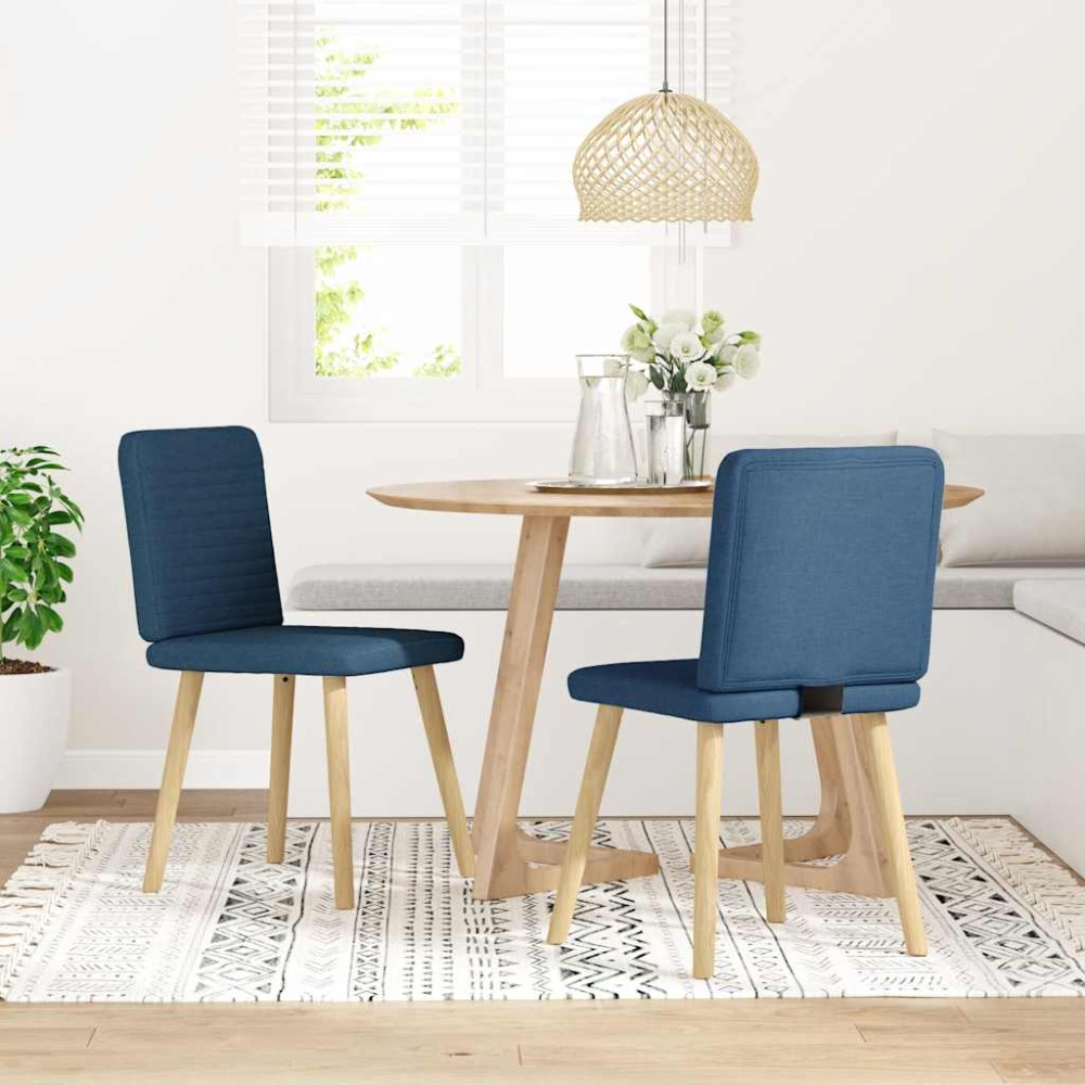 Produktbild för Matstolar 2 st blå tyg