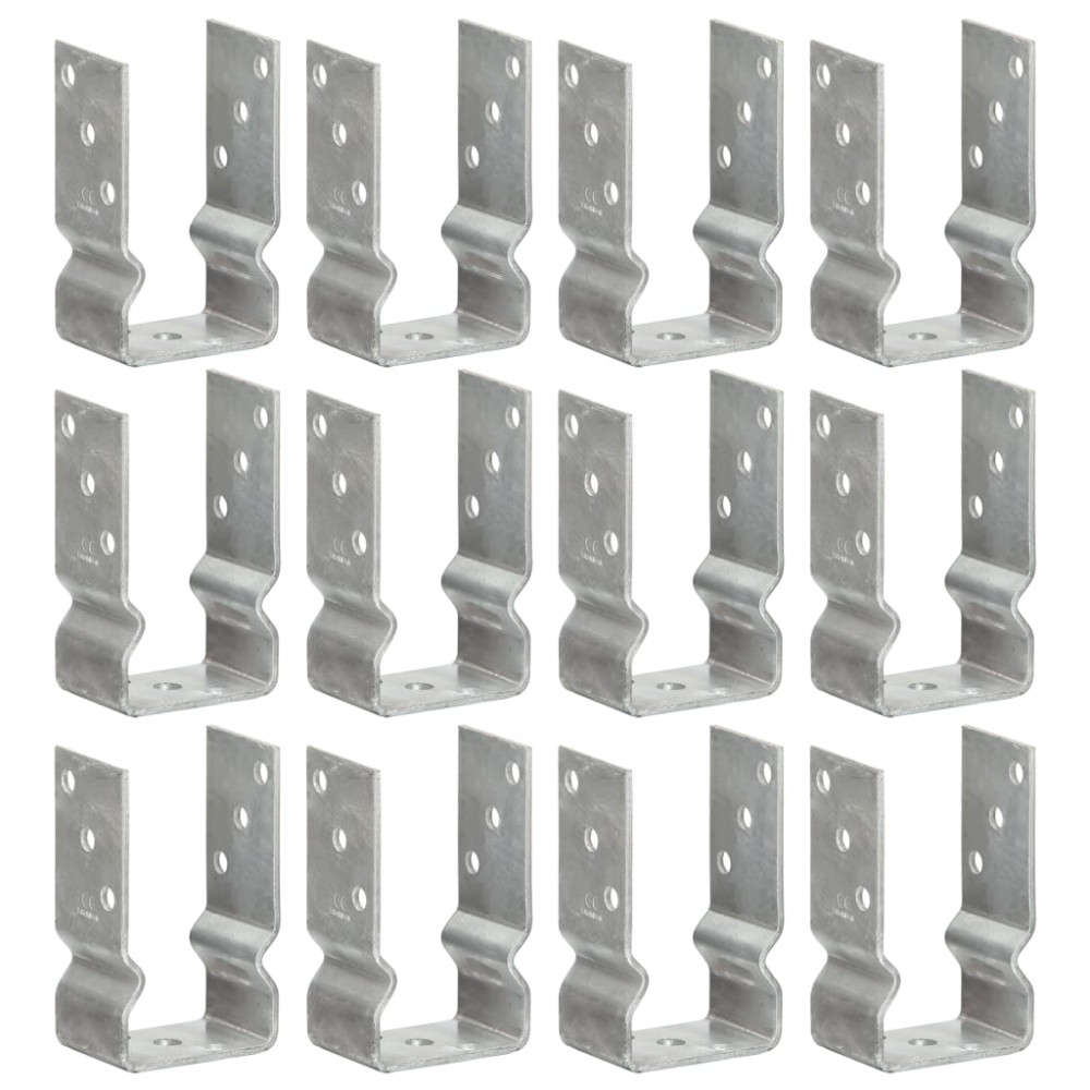 Produktbild för Staketankare 12 st silver 8x6x15 cm galvaniserat stål
