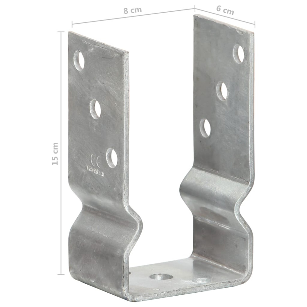 Produktbild för Staketankare 12 st silver 8x6x15 cm galvaniserat stål