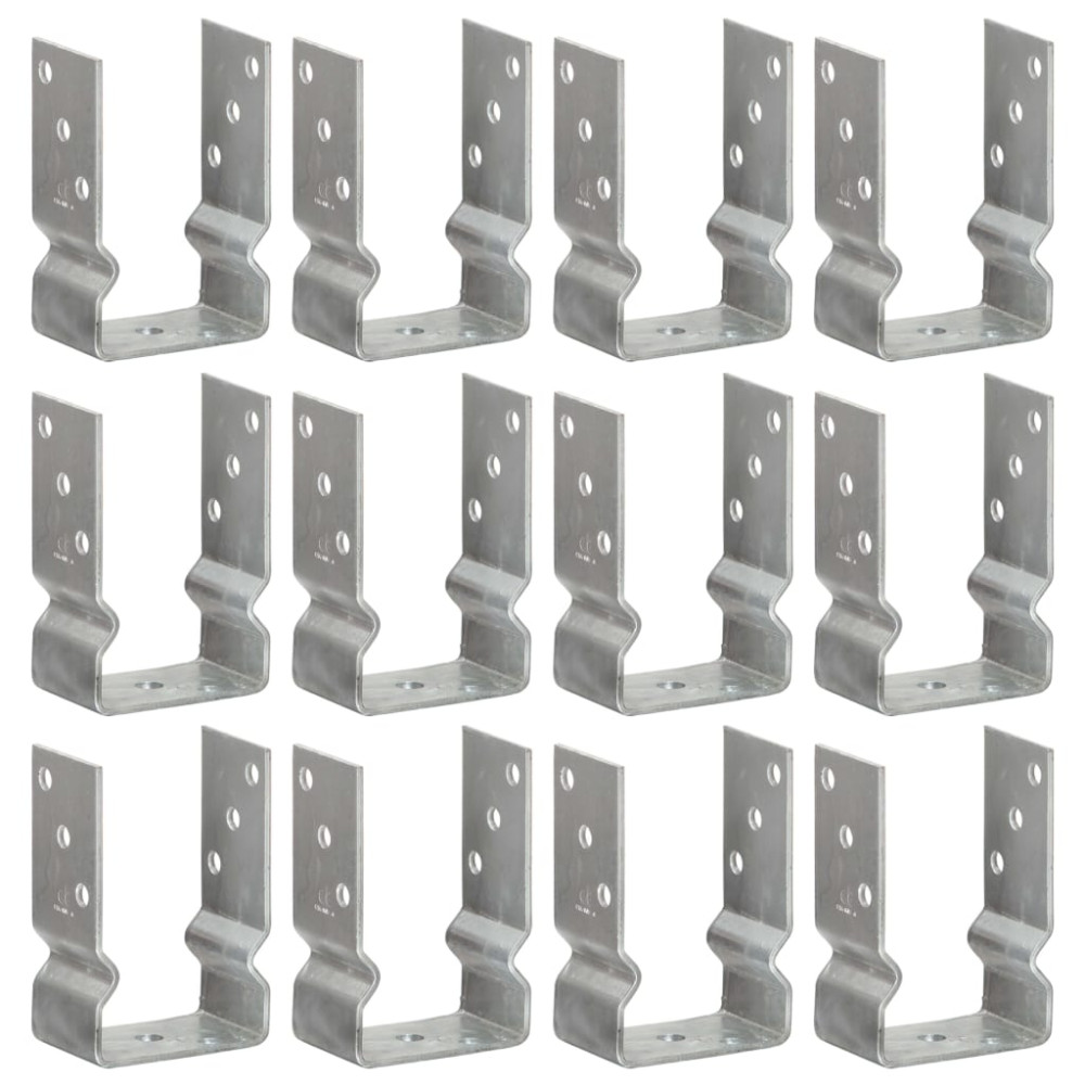 Produktbild för Staketankare 12 st silver 9x6x15 cm galvaniserat stål