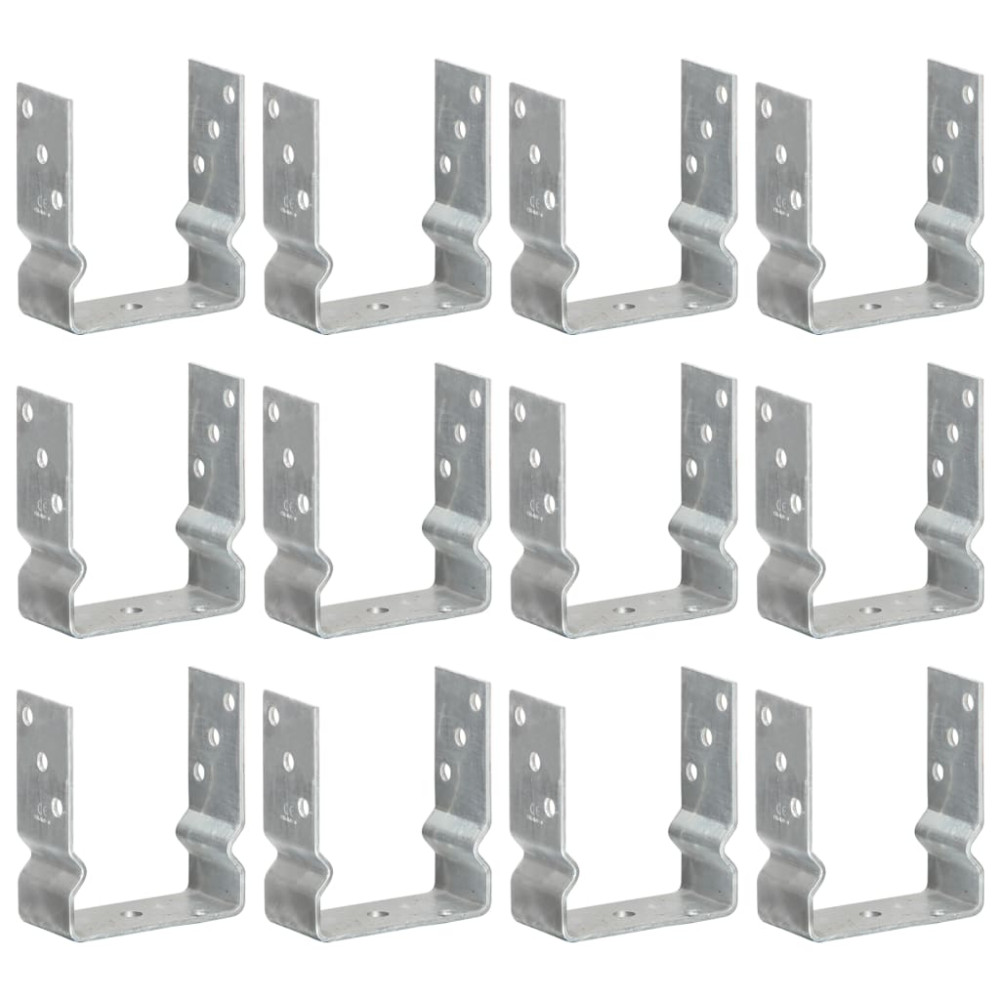 Produktbild för Staketankare 12 st silver 12x6x15 cm galvaniserat stål