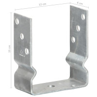 Produktbild för Staketankare 12 st silver 12x6x15 cm galvaniserat stål