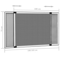 Produktbild för Utdragbart insektsnät för fönster vit (100-193)x75 cm