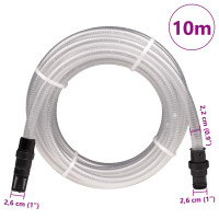 Produktbild för Sugslang med PVC-kopplingar transparent 1" 10 m PVC
