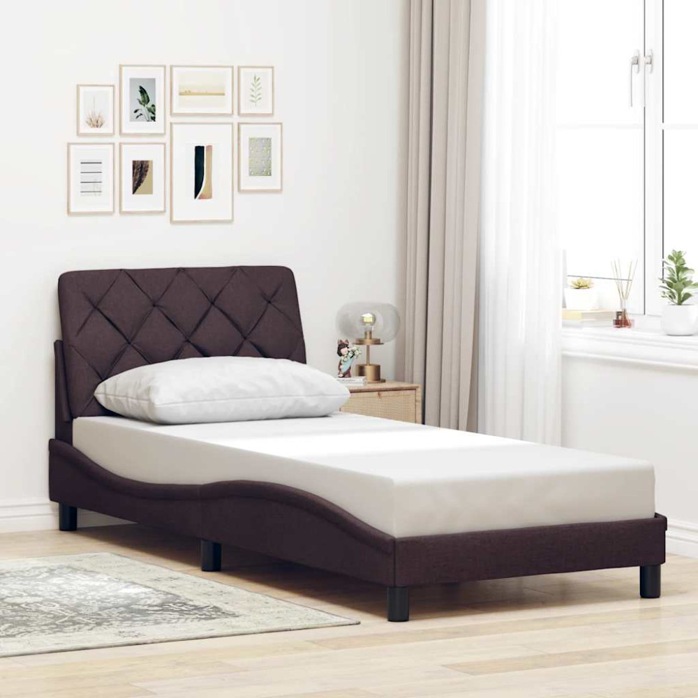 Produktbild för Bed Frame without Mattress Dark Brown 80x200 cm Fabric