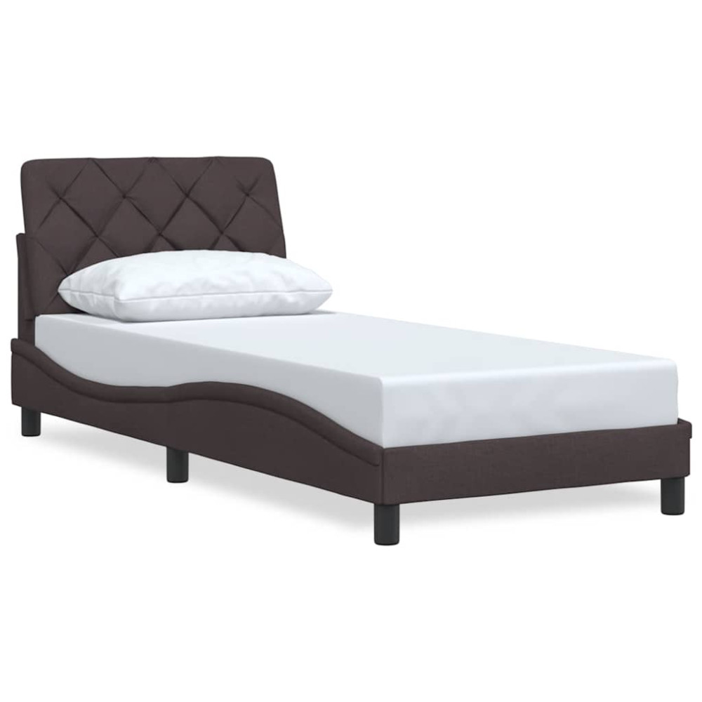 Produktbild för Bed Frame without Mattress Dark Brown 90x190 cm Fabric