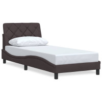 Produktbild för Bed Frame without Mattress Dark Brown 90x190 cm Fabric