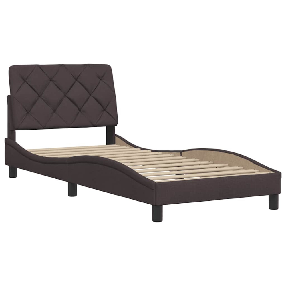 Produktbild för Bed Frame without Mattress Dark Brown 90x190 cm Fabric