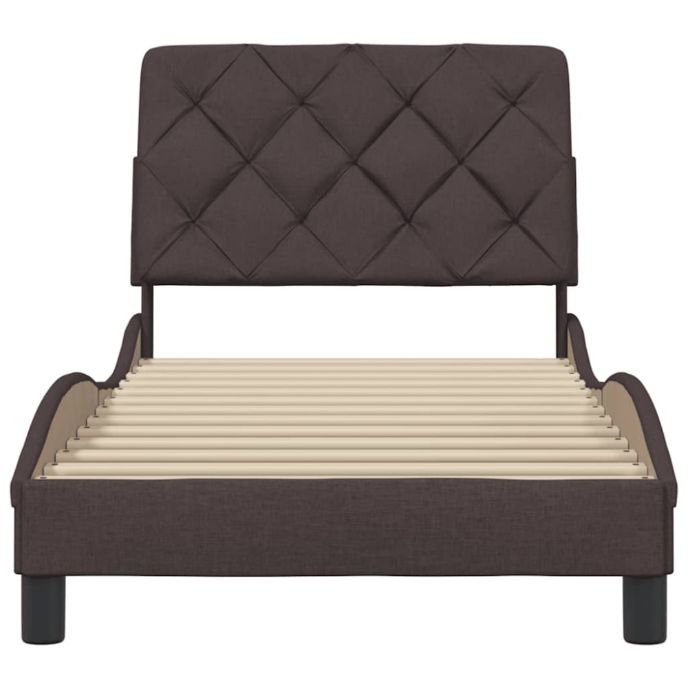 Produktbild för Bed Frame without Mattress Dark Brown 90x190 cm Fabric