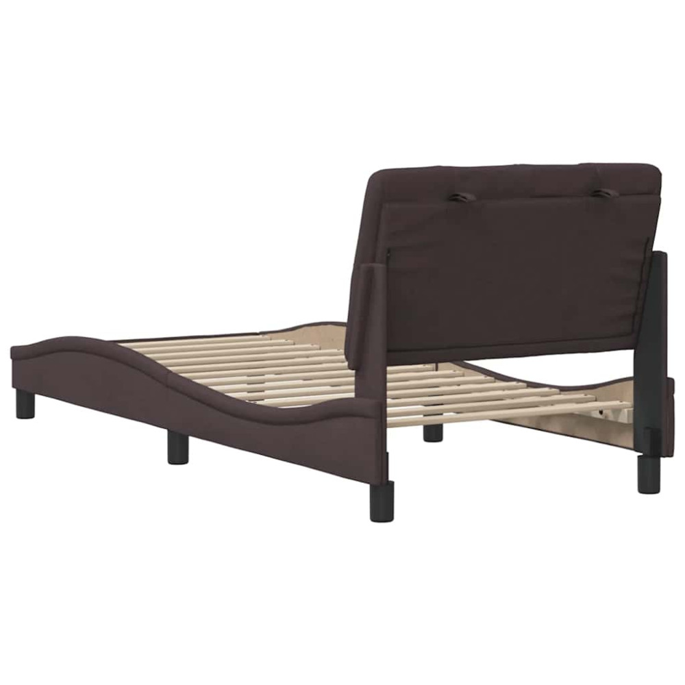 Produktbild för Bed Frame without Mattress Dark Brown 90x190 cm Fabric
