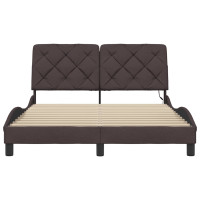 Produktbild för Bed Frame with LED without Mattress Dark Brown 120x200 cm Fabric