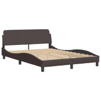 Produktbild för Bed Frame with LED without Mattress Dark Brown 120x200 cm Fabric