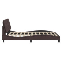 Produktbild för Bed Frame with LED without Mattress Dark Brown 120x200 cm Fabric